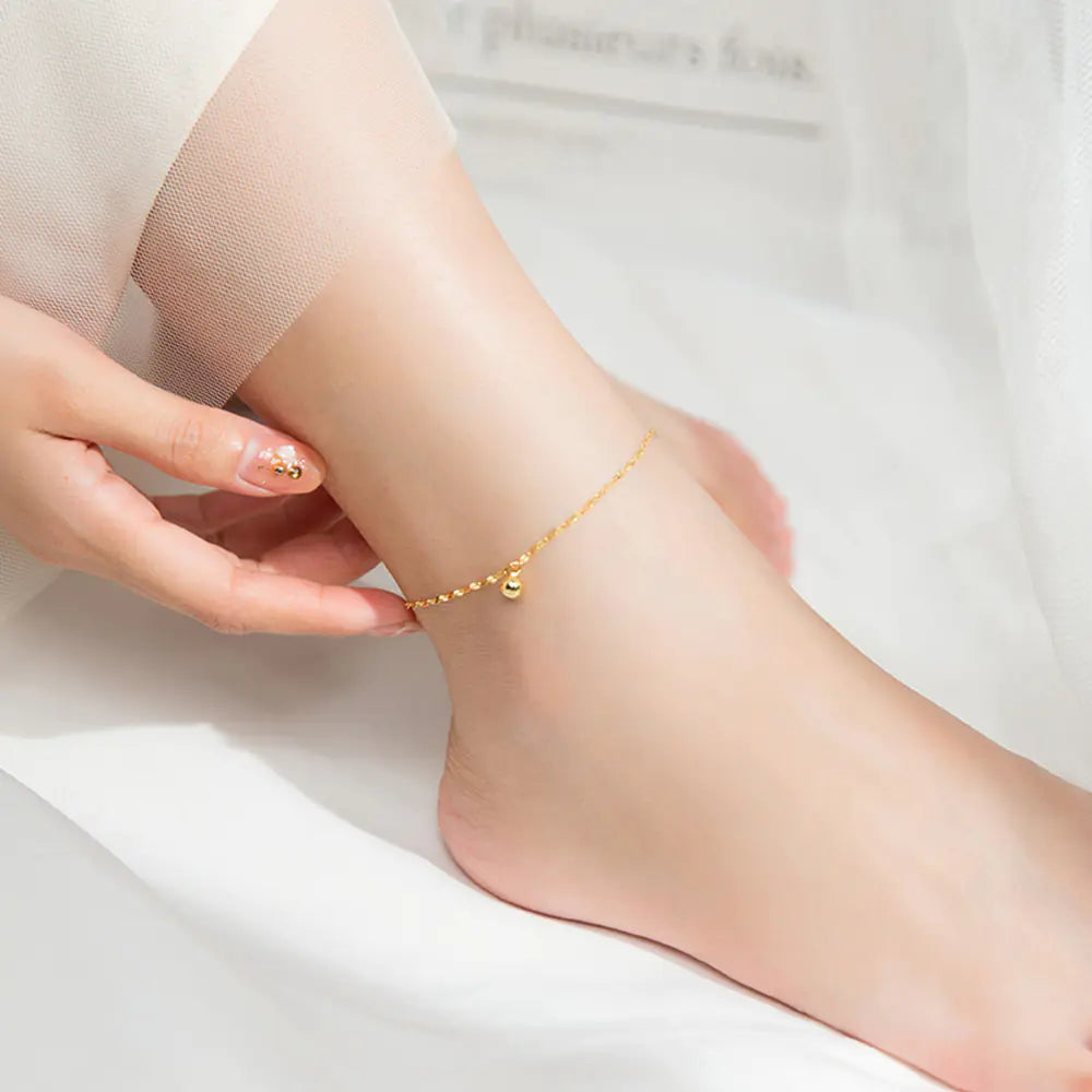 Simple Pearl Charm Silver Anklet for Women