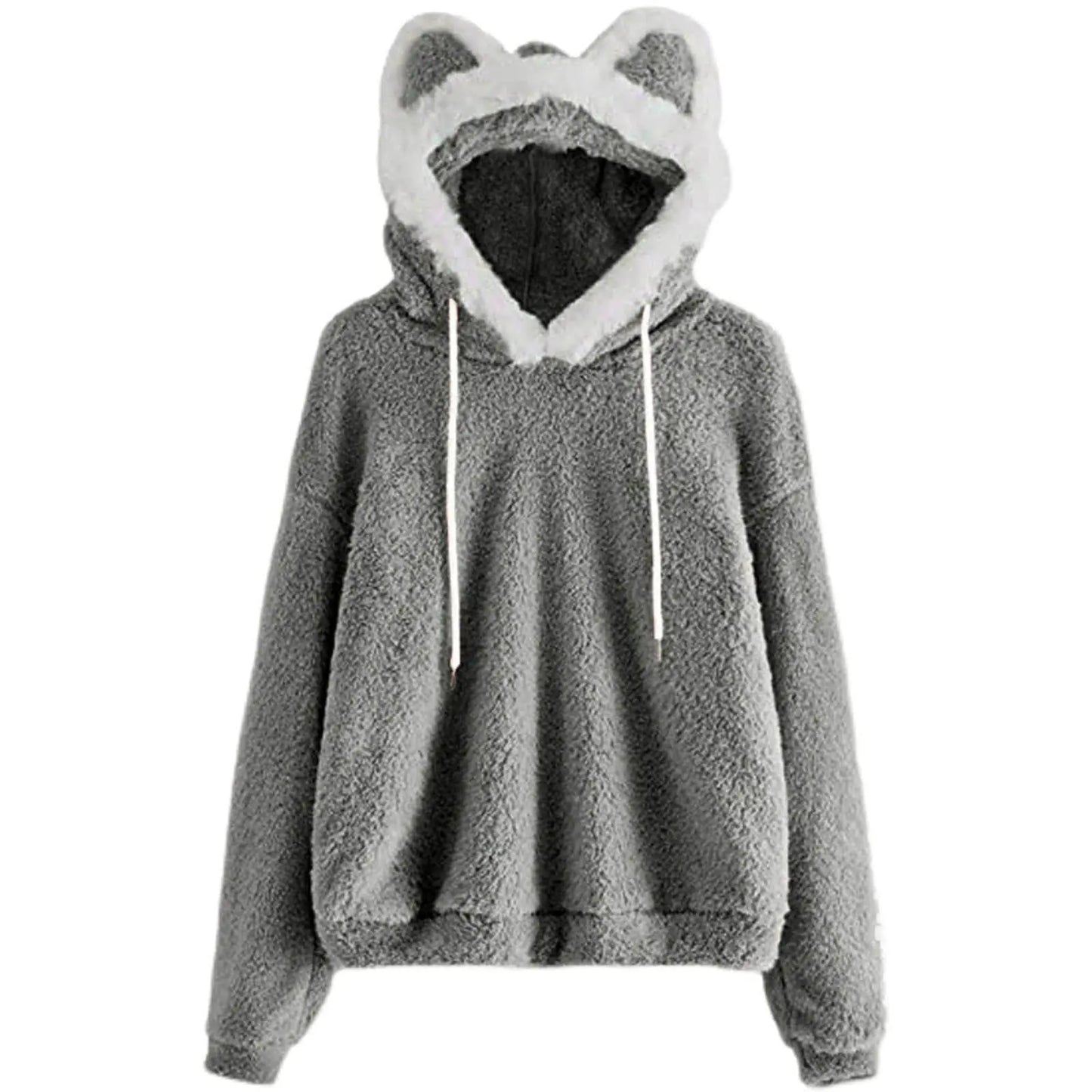 Unisex Hoodies Cat Ear Hooded Sweater Coats Long Sleeve Hoodies Sweatshirt Blouse Pullover Outwear for Women Men