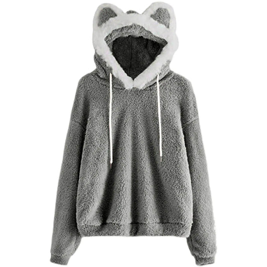 Unisex Hoodies Cat Ear Hooded Sweater Coats Long Sleeve Hoodies Sweatshirt Blouse Pullover Outwear for Women Men